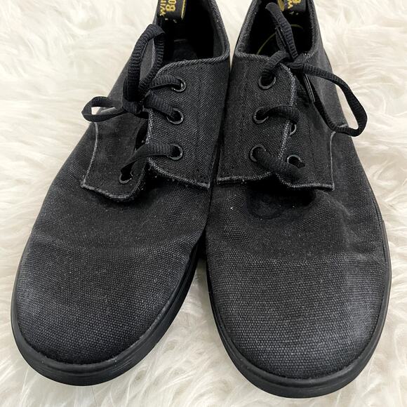 Dr Martens Santanita Canvas Casual Shoes Black Flat Lace Up Women's Size 8 - Picture 2 of 6